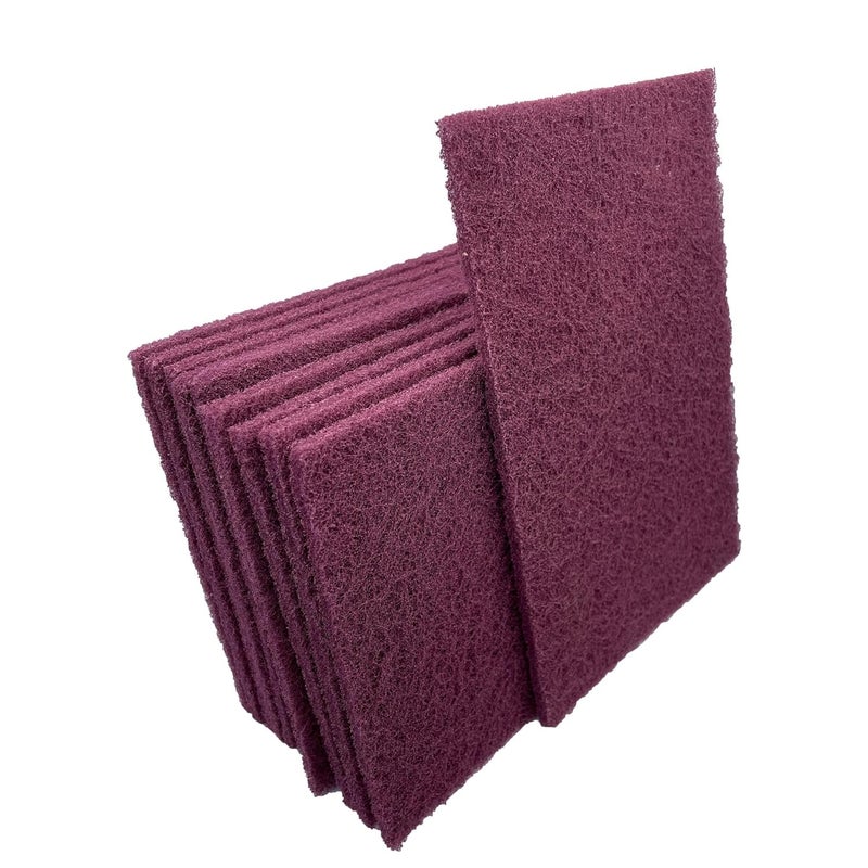 VSM 10-Pack: 6" x 9", Maroon - Very FIne, Non-Woven Hand Pad, Aluminum Oxide Grains, Rust and Oxidation Resistant, Multipurpose Abrasive Scrub Pad for Finishing and Cleaning - Image 1